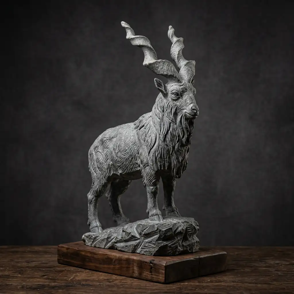 Traditional Stone-Carved Markhor